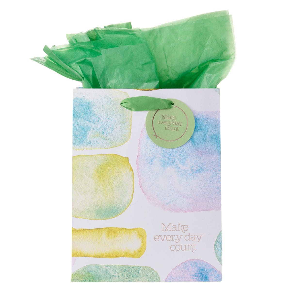 1230000109413_front Make Every Day Count Smooth Sea Glass Medium Gift Bag with Gift Tag - Image 20