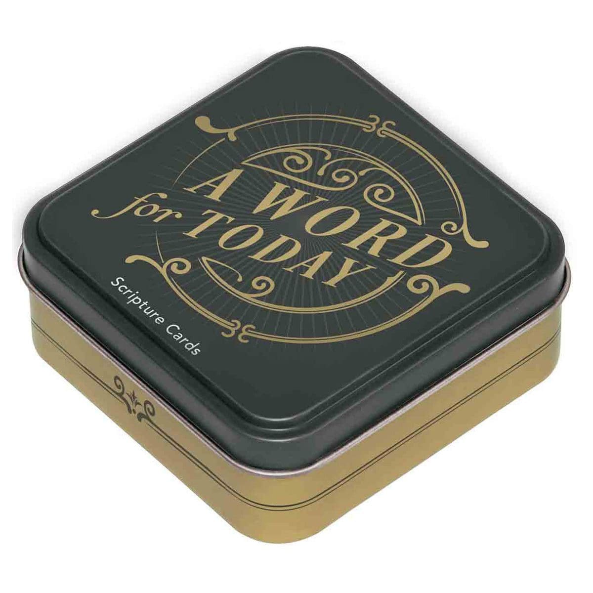6006937147478_front A Word For Today Cards In Black And Gold Tin - Image 1
