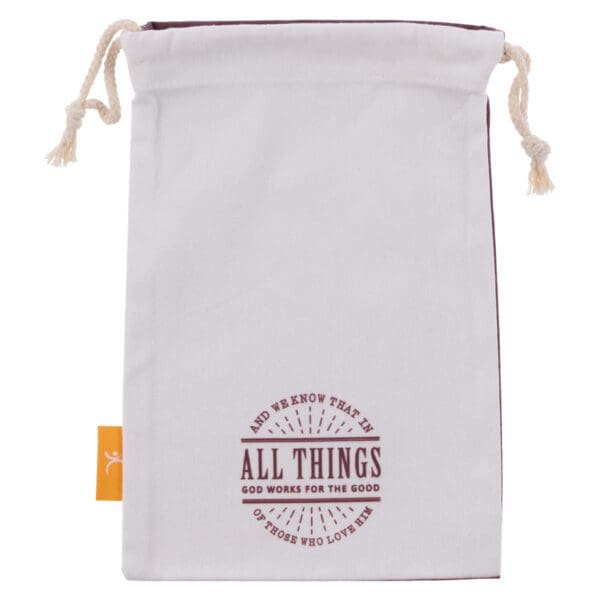 All Things God Works For The Good Small Cotton Drawstring Bag - Romans 8:28 - Image 9