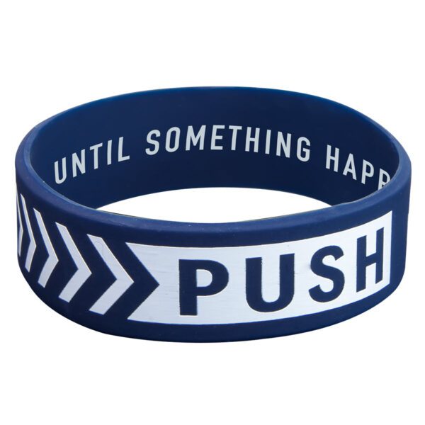 Pray Until Something Happens Blue Silicone Wristband - Image 1