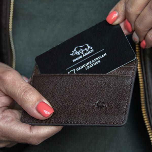 Genuine African Leather Dark Brown Card And ID Holder - Image 24