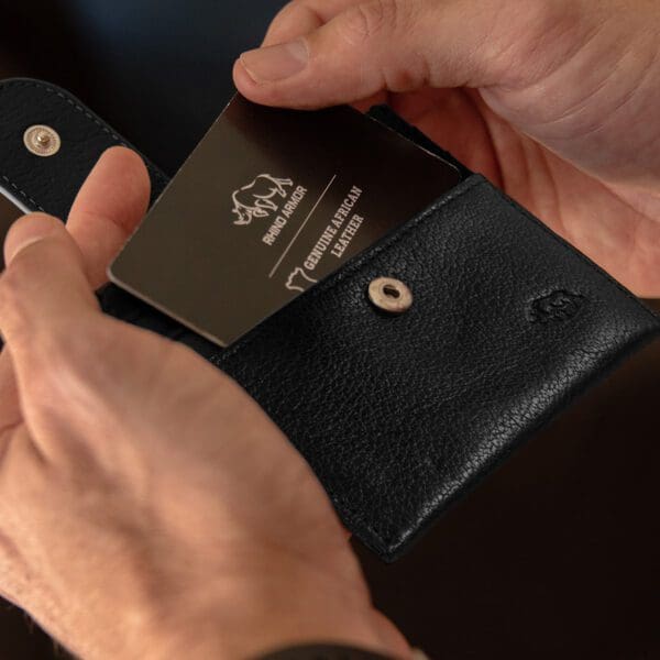 Genuine African Leather Gloss Black Wallet With Clip Closure - Image 28
