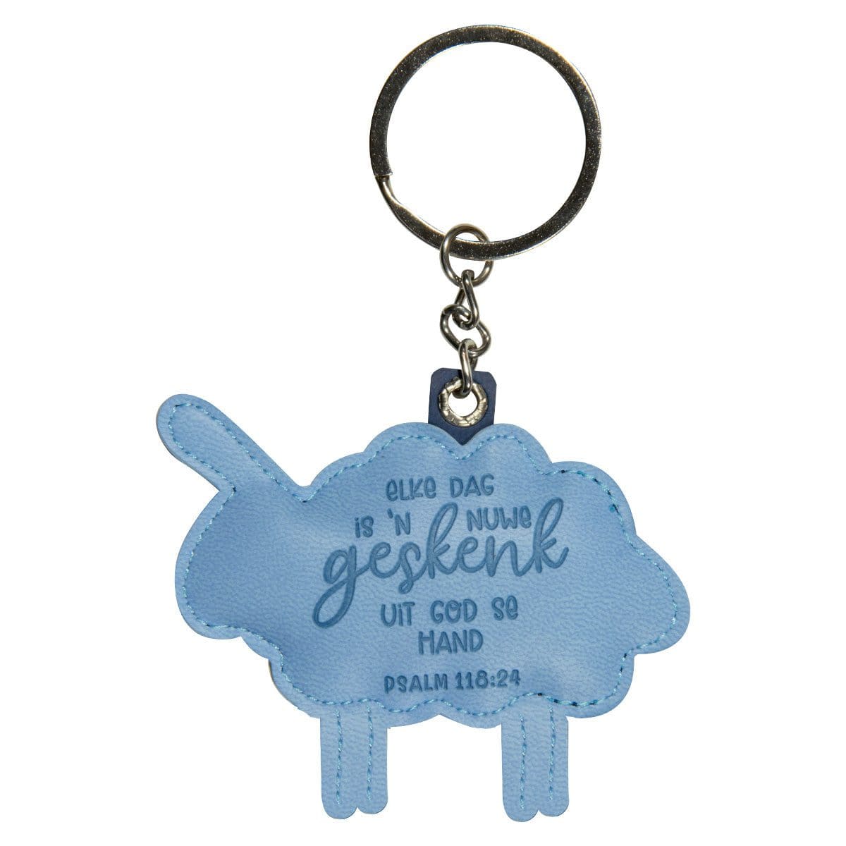 6006937165793_back Elke Dag Is 'n Nuwe Geskenk Uit God Se Hand Afrikaans Faux Leather Key Ring - Ps 118:24 - Image 2