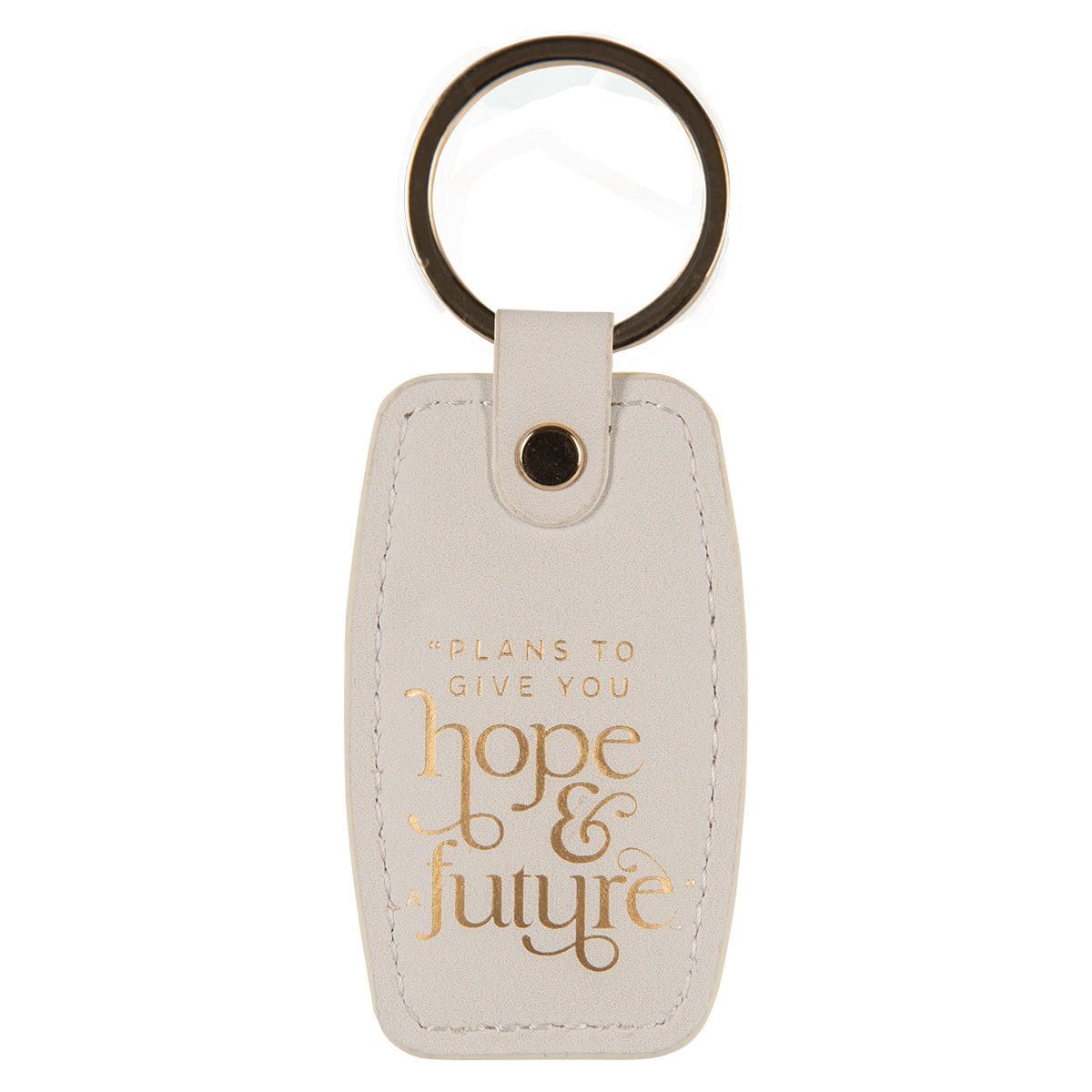 6006937166783_front Plans to Give You Hope and a Future Faux Leather Key Ring - Image 1