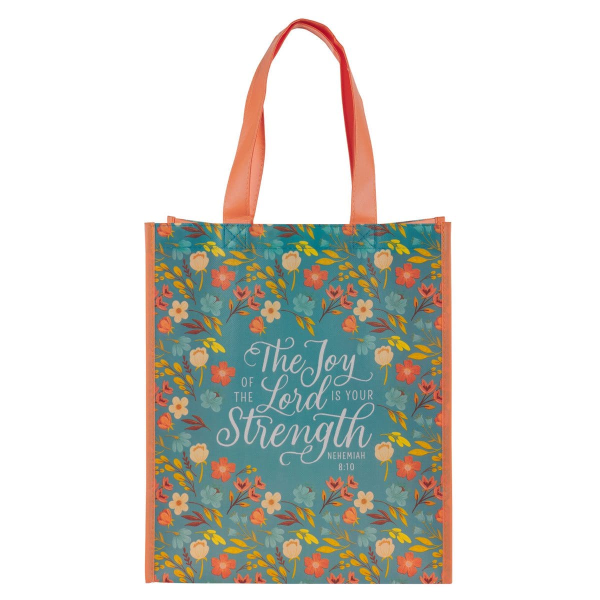 6006937170162_front The Joy of the Lord Is Your Strength Non-Woven Tote Bag - Image 13
