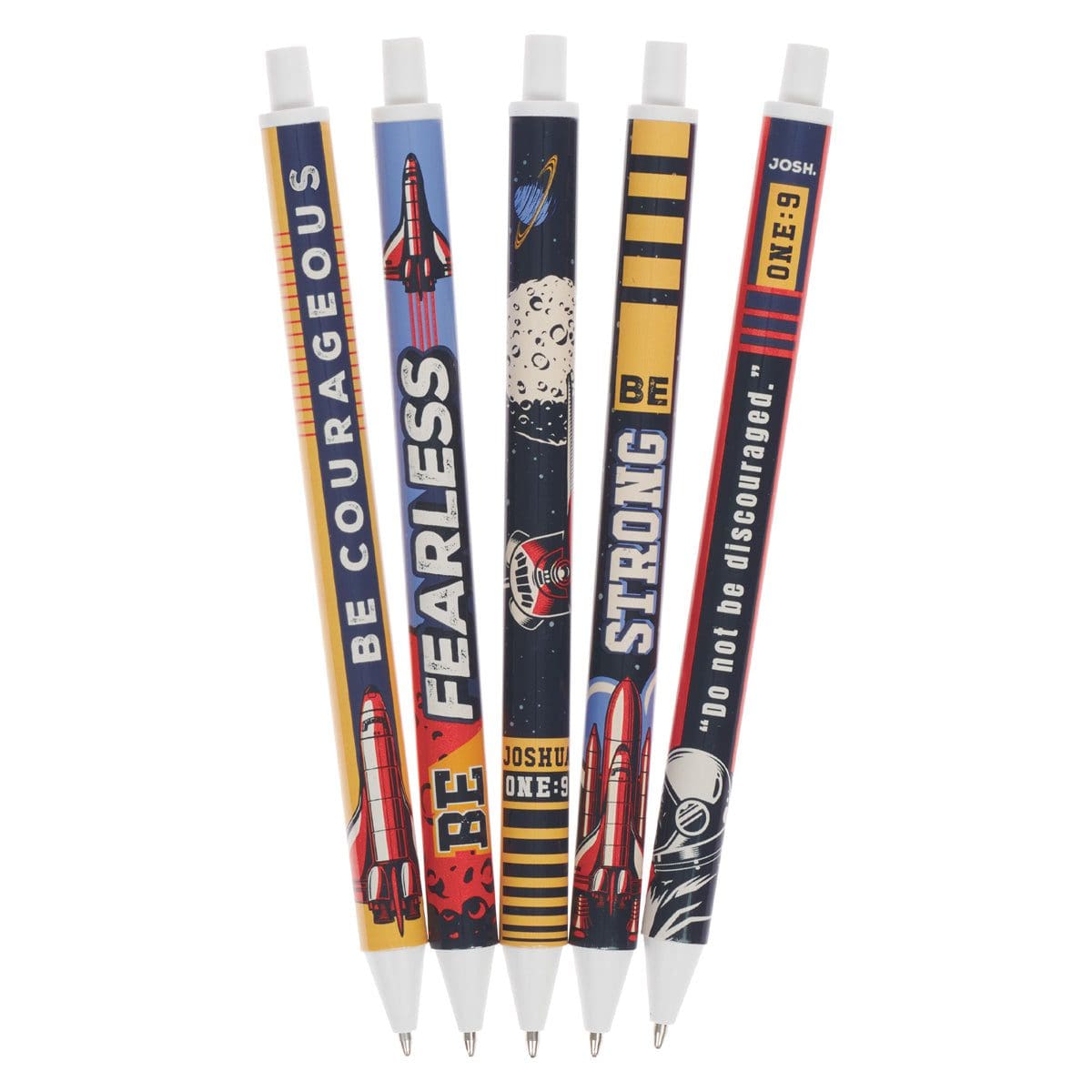 6006937171008_feature1 Be Strong and Courageous Five-Piece Pen Set - Image 2