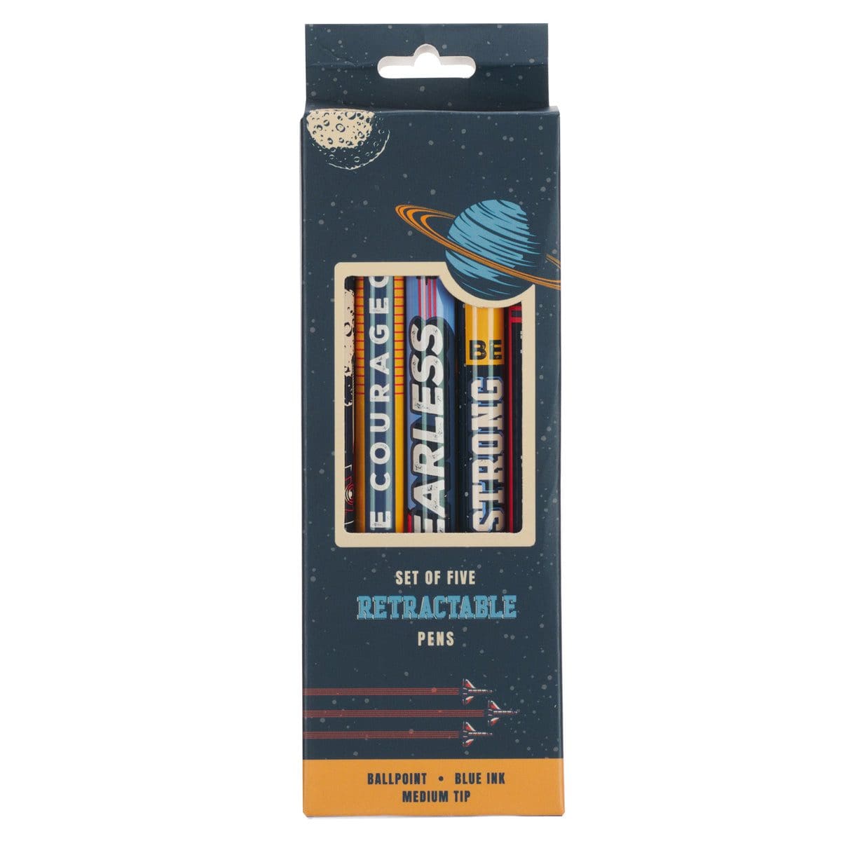 6006937171008_front Be Strong and Courageous Five-Piece Pen Set - Image 1