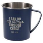 I Can Do All Things Through Christ Blue Stainless Steel Camp Style Mug - Image 7