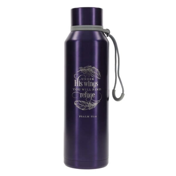 Under His Wings You Will Find Refuge Purple Stainless Steel Water Bottle - Image 10