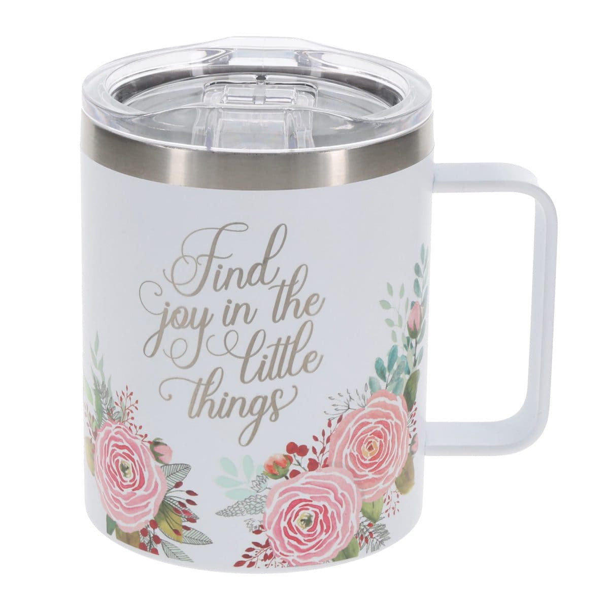 6006937172531_front Find Joy in the Little Things Stainless Steel Camp Style Mug - Image 10