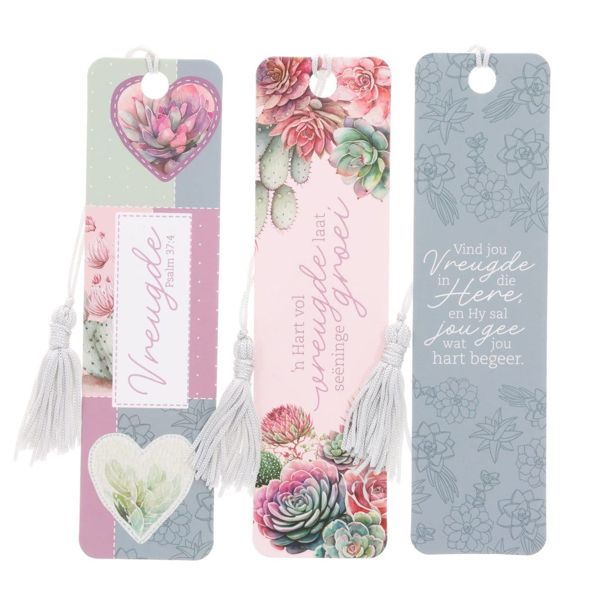 6006937172548_front Vind Vreugde in die Here Afrikaans Three-Piece Bookmark with Tassel Set - Image 10