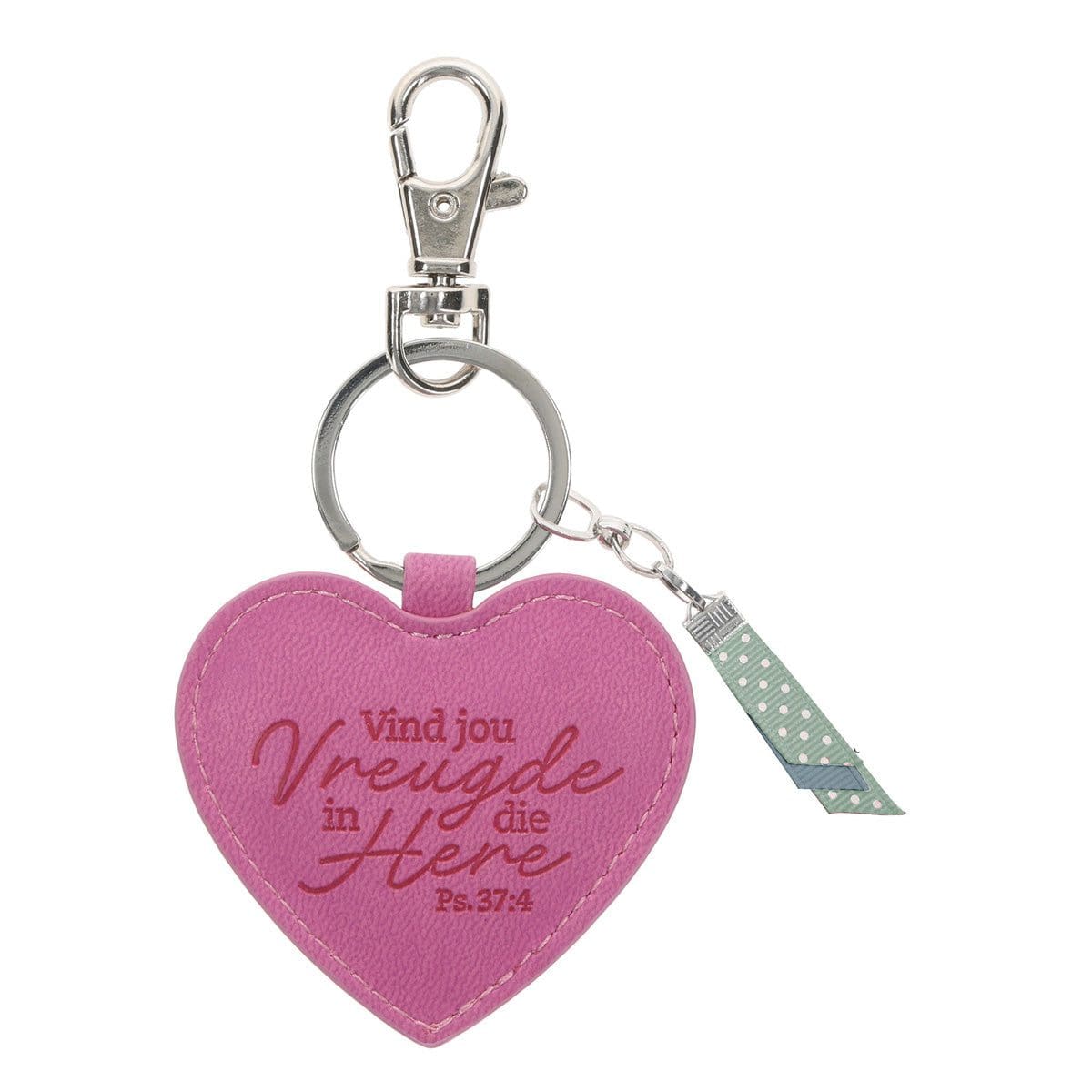6006937172555_back Vind Vreugde in die Here Afrikaans Faux Leather Key Ring with Charm - Image 7