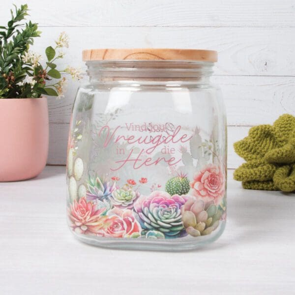 Vind Vreugde in die Here Afrikaans Glass Cookie Jar with Bamboo Lid - Image 10