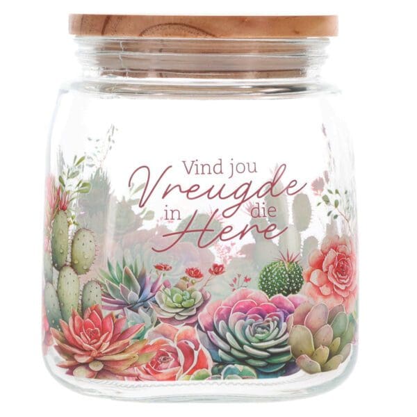 Vind Vreugde in die Here Afrikaans Glass Cookie Jar with Bamboo Lid - Image 9