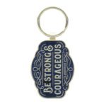 Be Strong and Courageous Navy Metal Key Ring