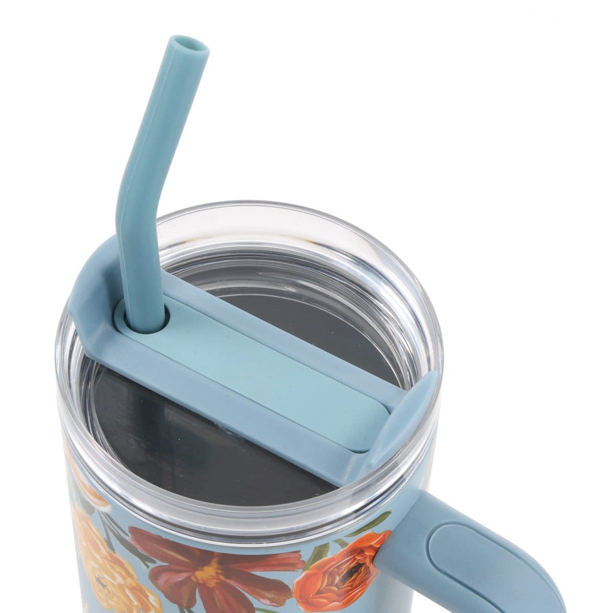 6006937174634_feature1 Joy Comes in the Morning Large Stainless Steel Mug with Handle and Straw - Image 3