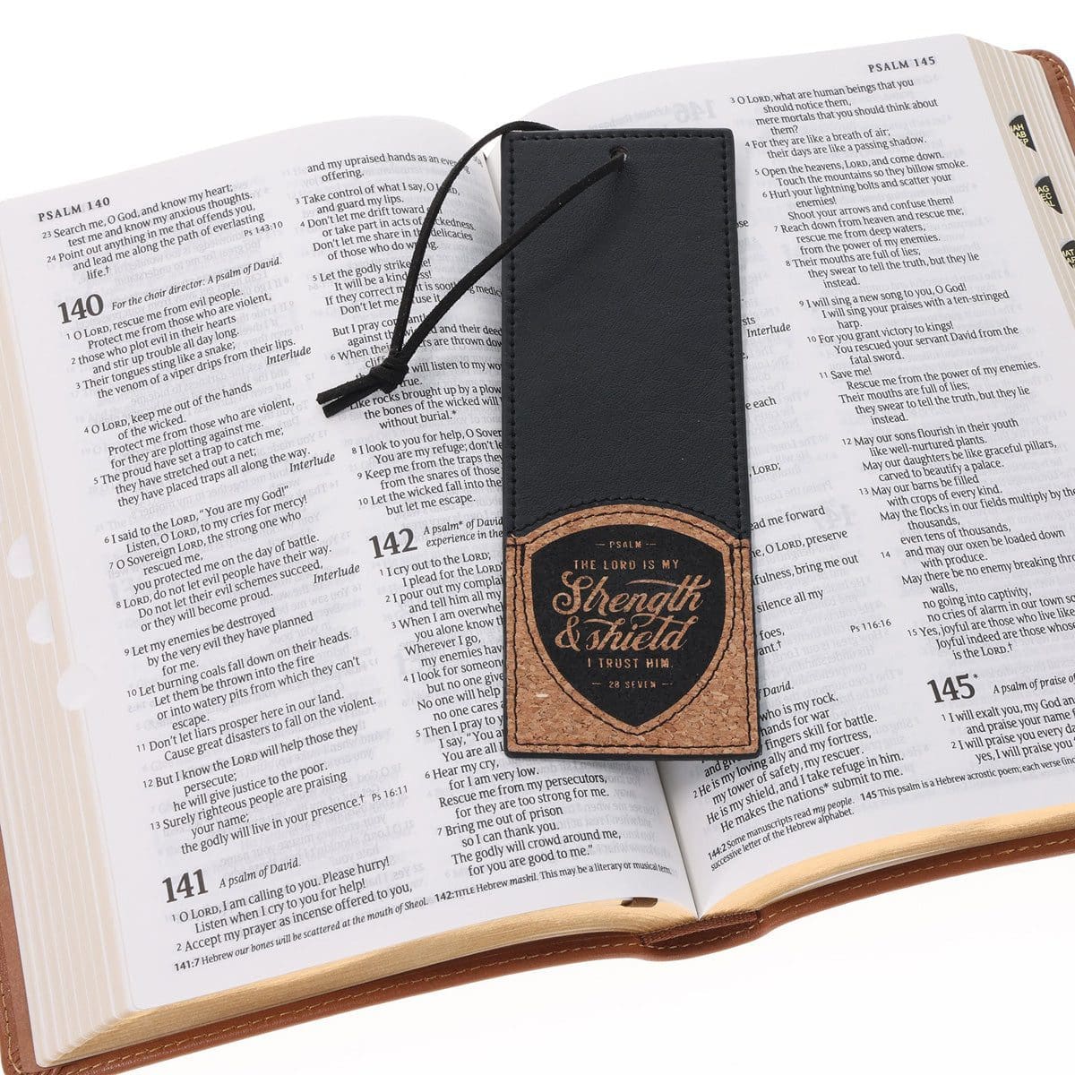 6006937175136_feature1 The Lord Is My Strength and Shield Faux Leather Bookmark - Image 3