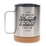 The Lord Is My Strength and Shield Stainless Steel Travel Mug with Cork Base - Image 2
