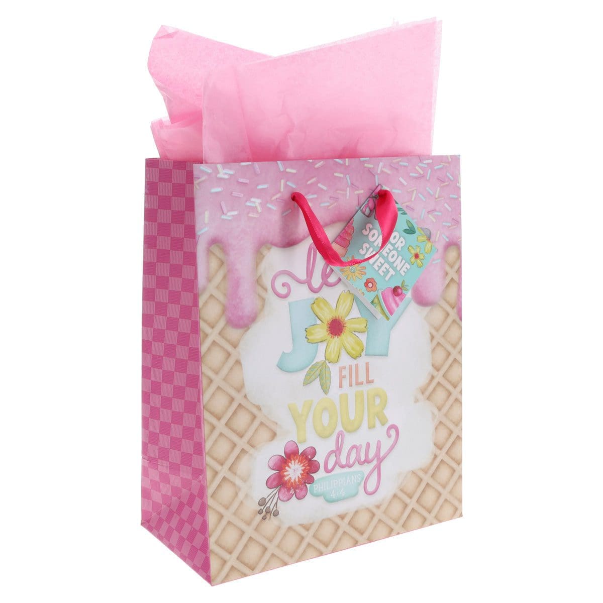 6006937175297_feature1 Let Joy Fill Your Day Medium Gift Bag with Gift Tag - Image 3