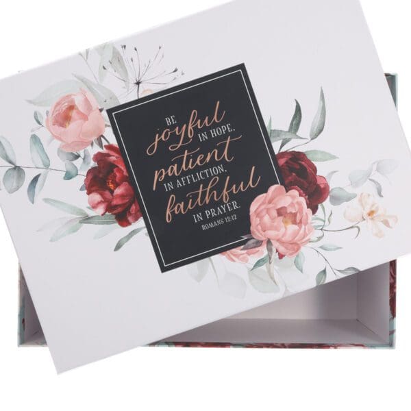 Be Joyful in Hope, Patient in Affliction, Faithful in Prayer Large Stackable Gift Box - Image 1
