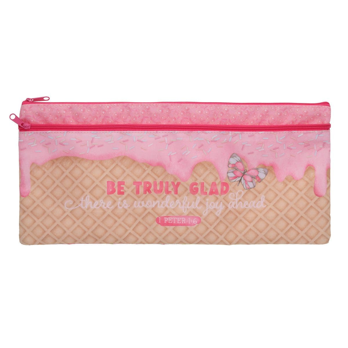 6006937176850_front Be Truly Glad There Is Wonderful Joy Ahead Pencil Case - Image 1