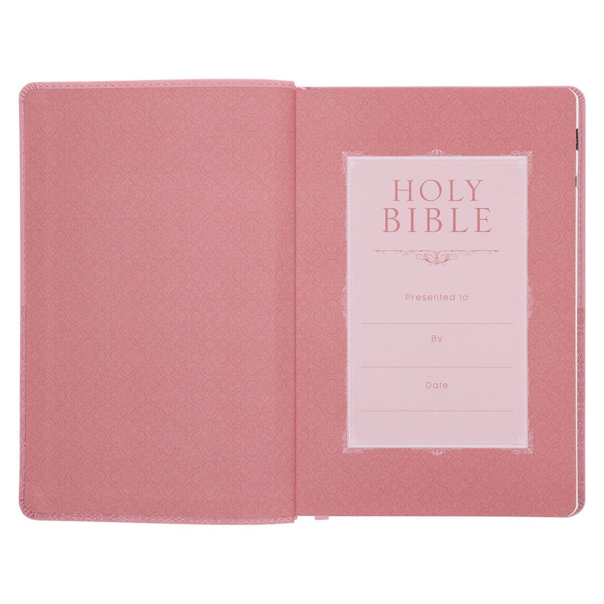 9780638002331_feature2 NLT Pink Pattern Faux Leather Standard Bible Thumb Indexed - Image 4