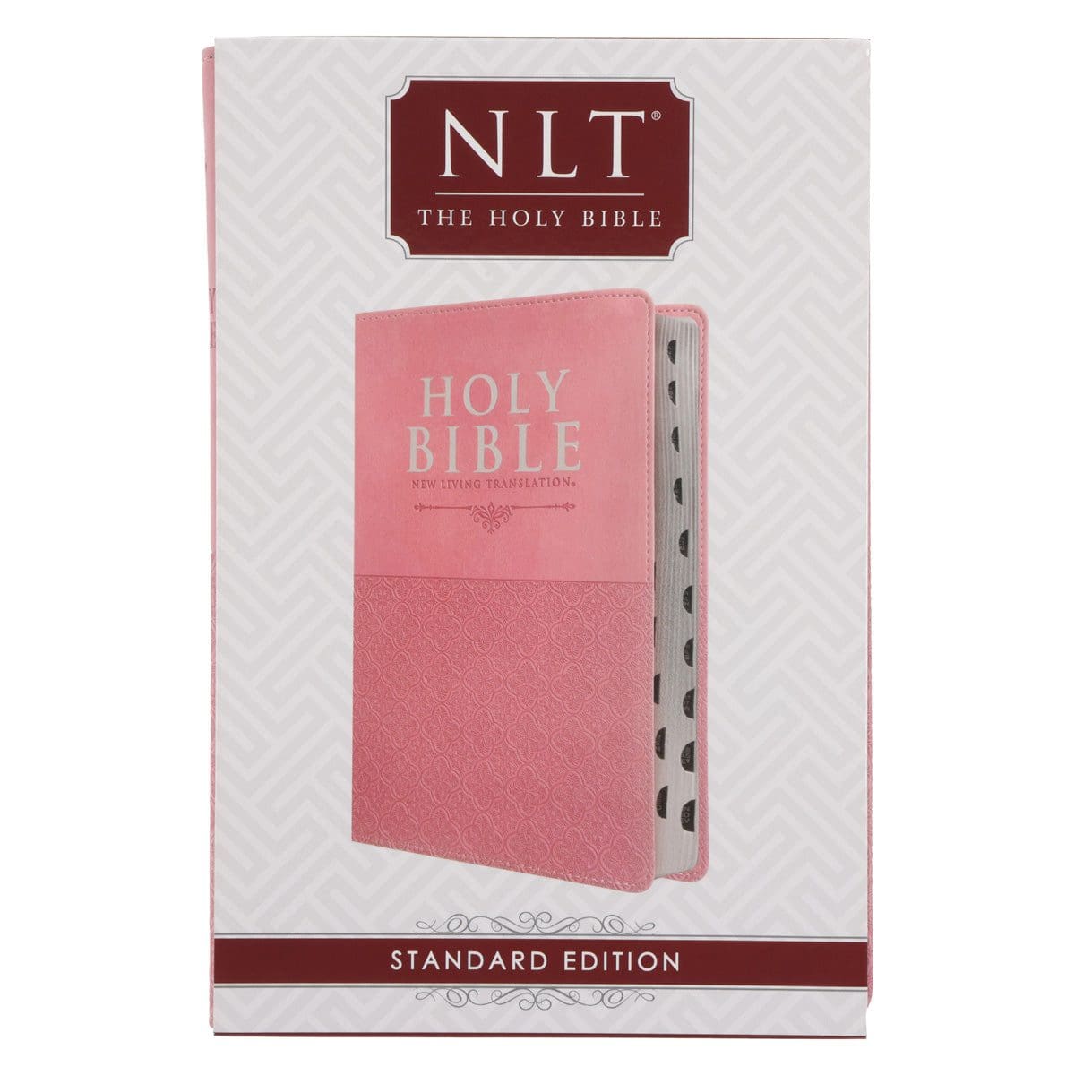 9780638002331_feature5 NLT Pink Pattern Faux Leather Standard Bible Thumb Indexed - Image 6
