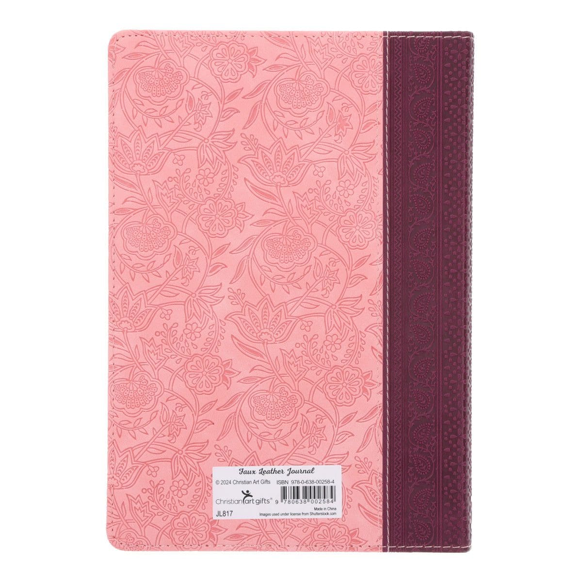 9780638002584_back Be Still and Know Pink and Burgundy Faux Leather Journal - Image 7