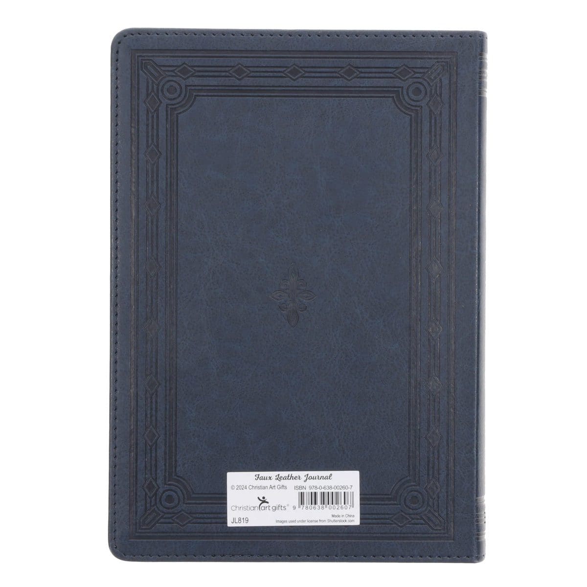 9780638002607_back Be Strong in the Lord Navy Faux Leather Journal - Image 10