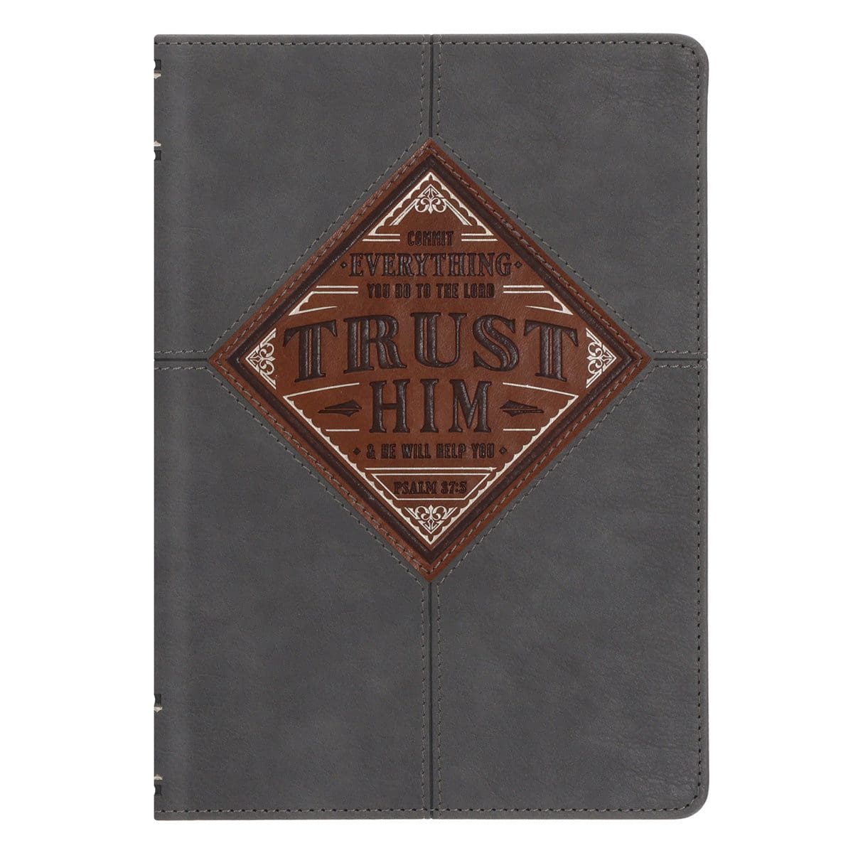 9780638002614_front Trust Him Grey Faux Leather Journal - Image 9
