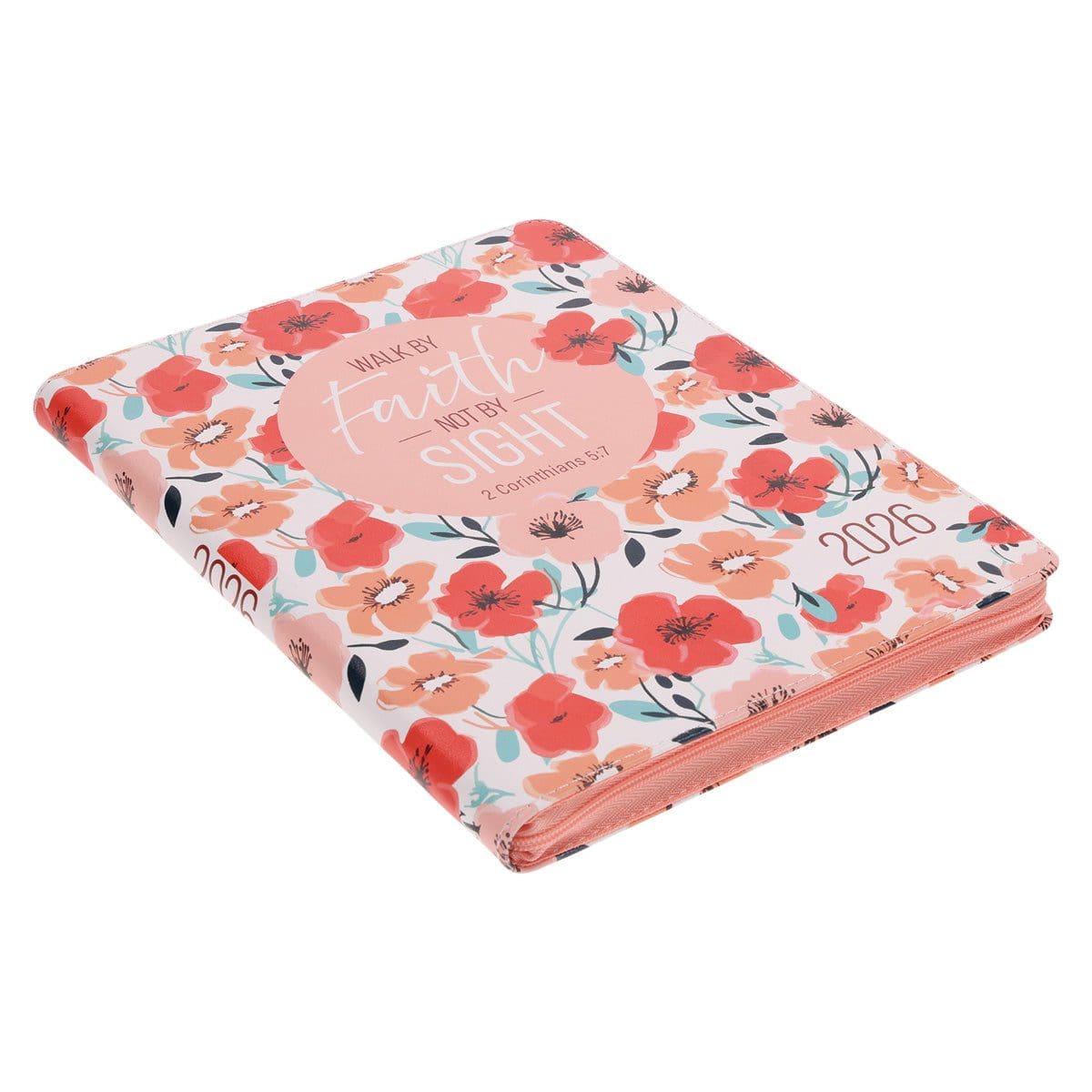 9780638003758_feature1 2026 Diary - 18-Month Planner for Women - Walk by Faith Not by Sight - Faux Leather with Zip - Image 2