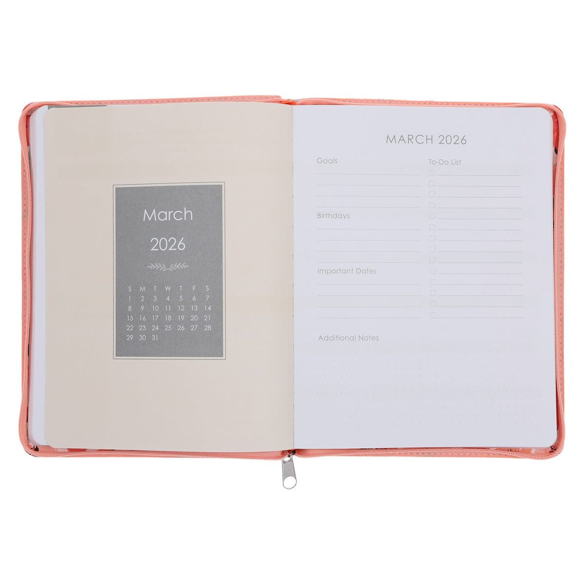 9780638003758_feature3 2026 Diary - 18-Month Planner for Women - Walk by Faith Not by Sight - Faux Leather with Zip - Image 4