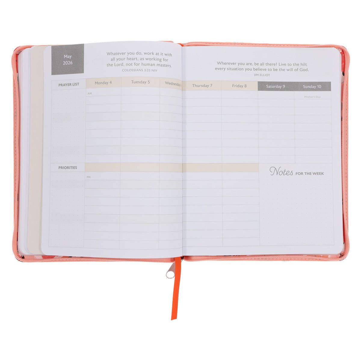 9780638003758_feature5 2026 Diary - 18-Month Planner for Women - Walk by Faith Not by Sight - Faux Leather with Zip - Image 6