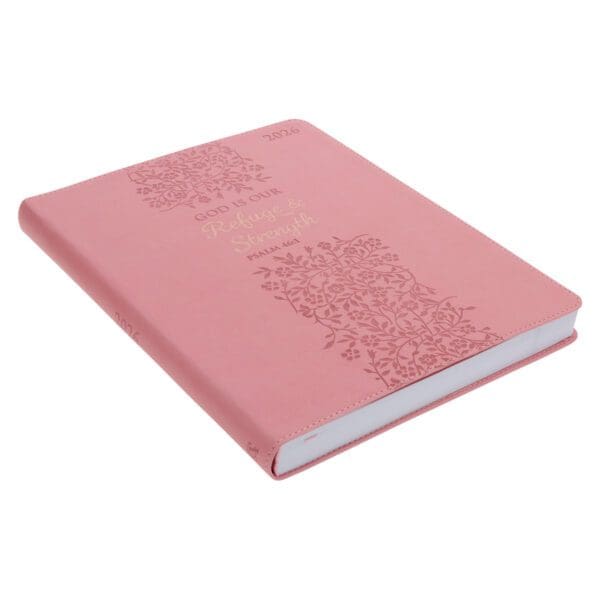 2026 A4 Executive Diary - Daily Planner - God Is Our Refuge and Strength - Faux Leather - Image 2