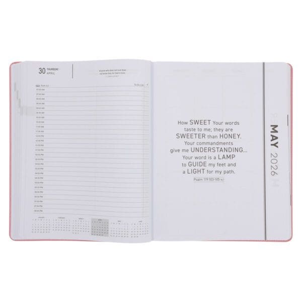 2026 A4 Executive Diary - Daily Planner - God Is Our Refuge and Strength - Faux Leather - Image 4