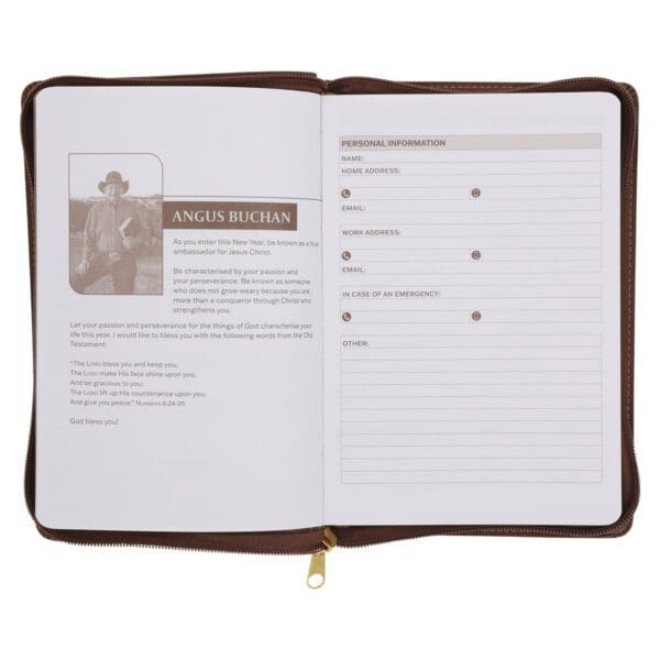 2026 Angus Buchan Diary - Daily Planner - Stand Firm in the Faith - Faux Leather with Zip - Image 4