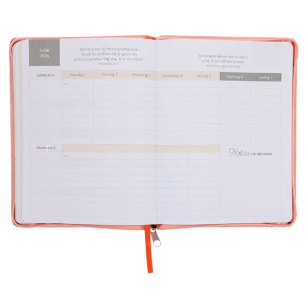 2026 18-Maande Dagbeplanner vir Vroue - Lewe Deur Geloof - Kunsleer met Rits - Image 7