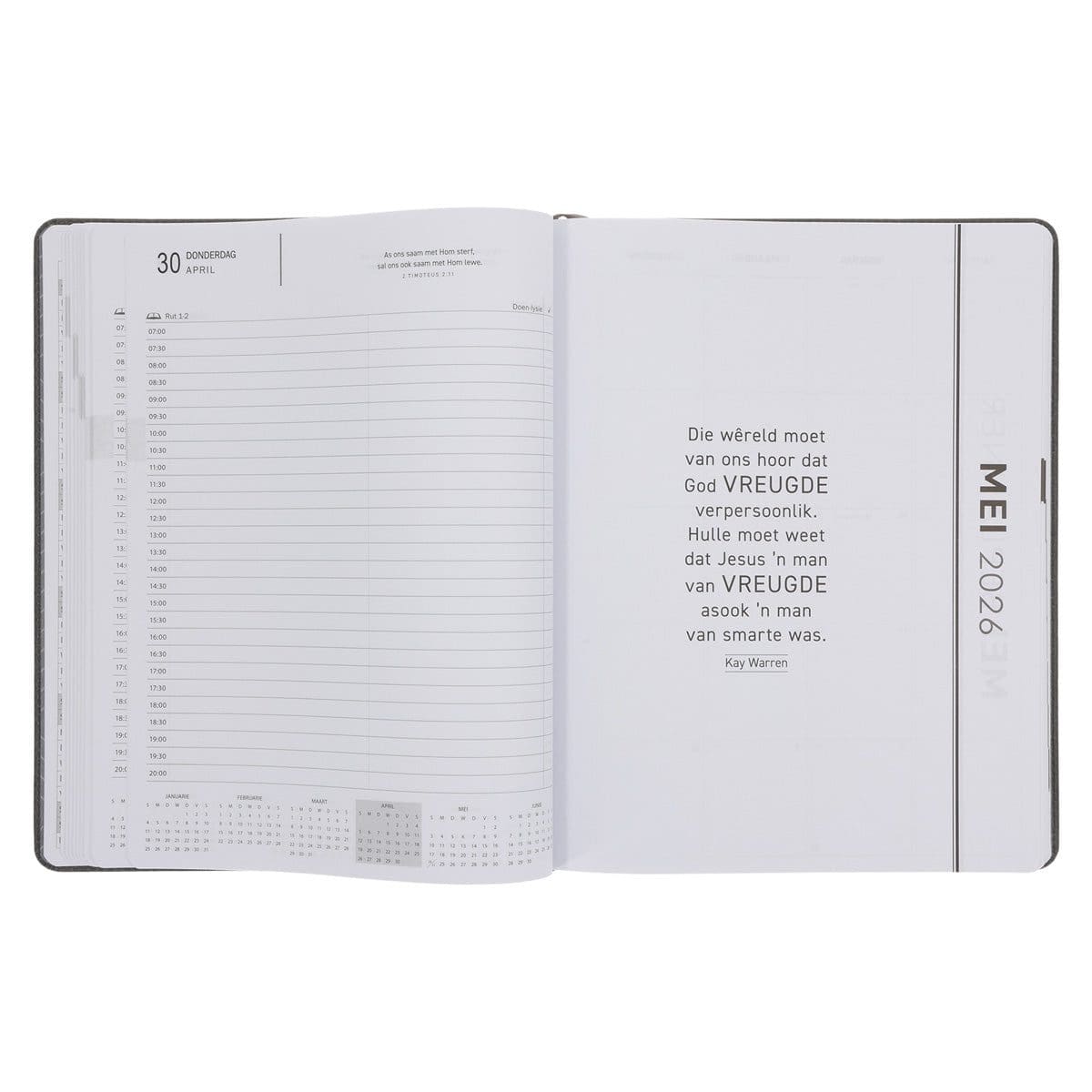 9780638010329_feature3 2026 A4 Dagboek - Professionele Jaarbeplanner - Soek Julle Krag in die Here - Kunsleer - Image 5