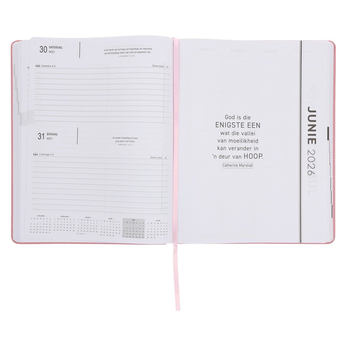 9780638010336_feature4_b76be73b-5907-407d-91e3-c12762a7e959 2026 A4 Dagboek - Professionele Jaarbeplanner - God Is Ons Toevlug en Ons Sterkte - Kunsleer - Image 6