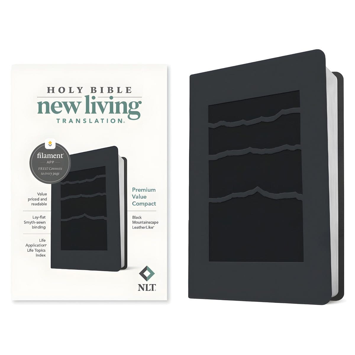 9781496479266_feature2 NLT Black Mountainscape Imitation Leather Premium Value Filament Compact Bible - Image 9