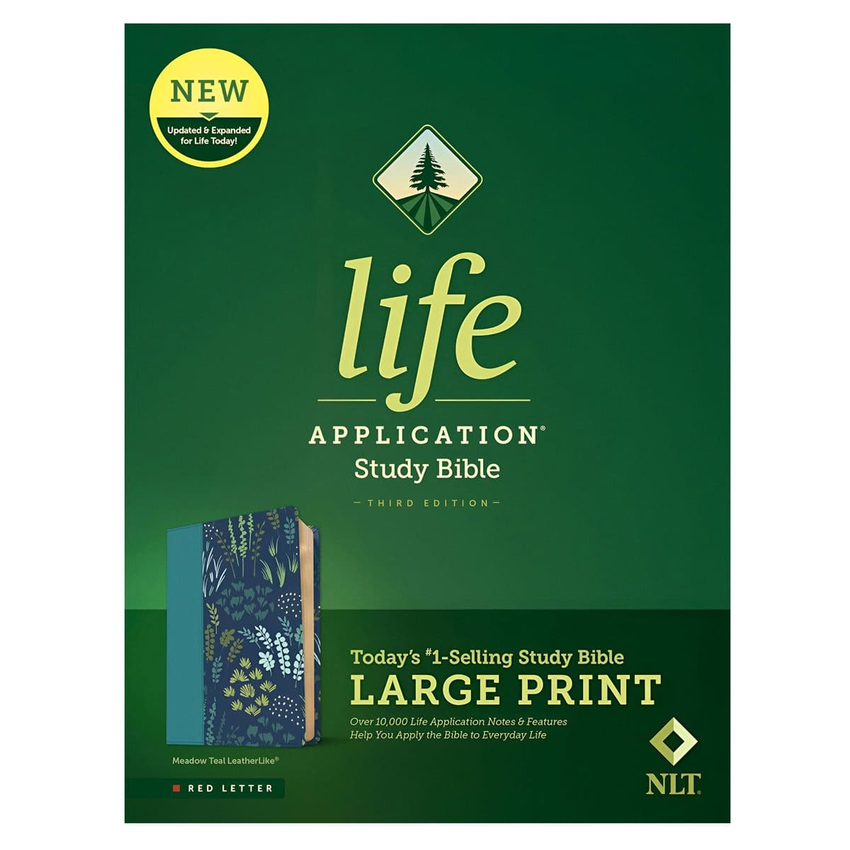 9781496483065_front NLT Meadow Teal Leaf Imitation Leather 3rd Edition Life Application Study Bible Large Print - Image 13