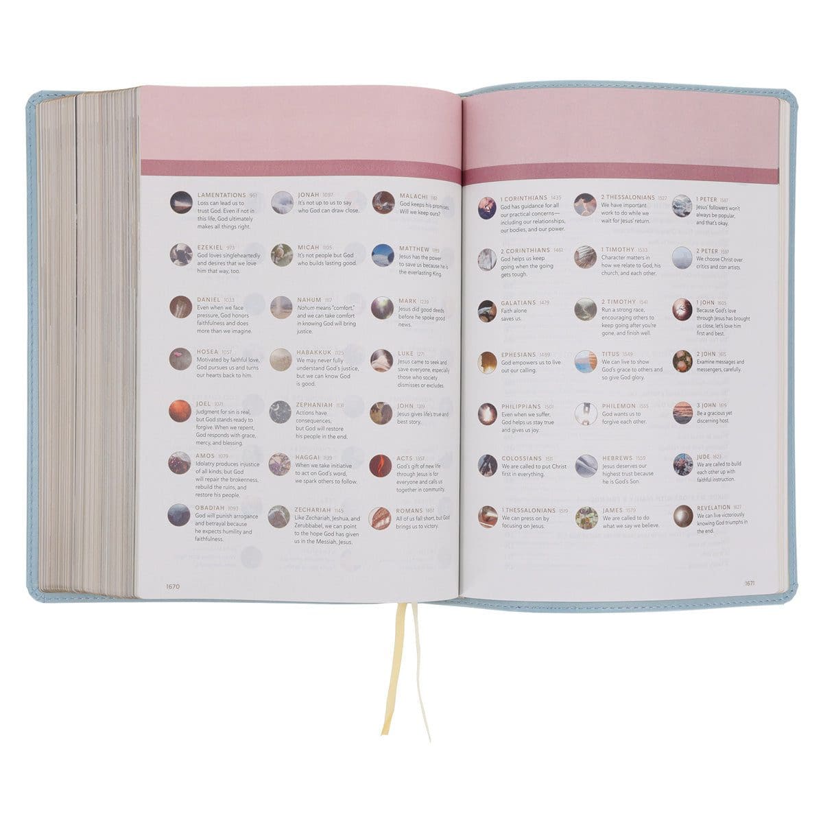 9781496484383_feature5 NLT Sky Blue Imitation Leather Filament Enabled Every Woman’s Bible - Image 20