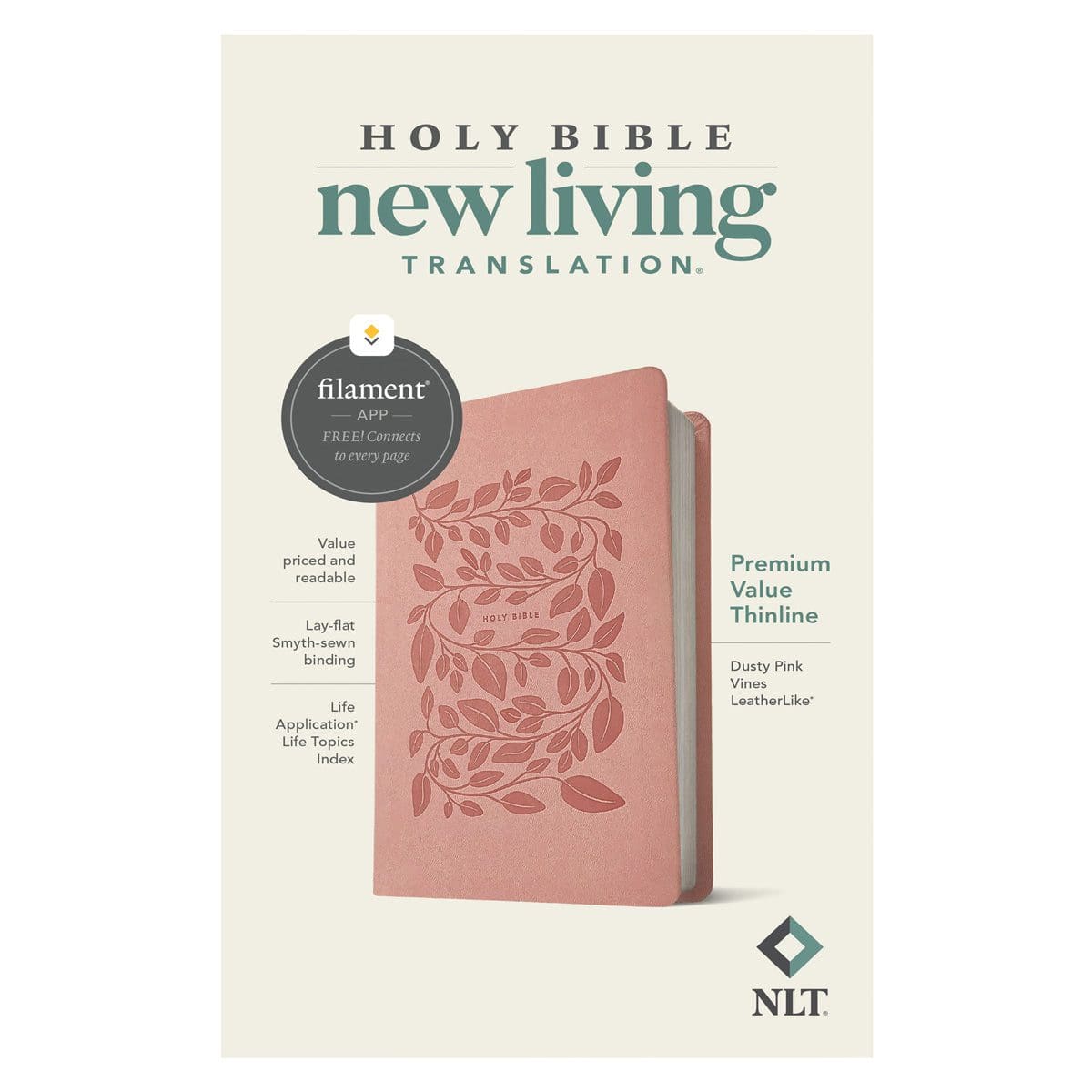 9781496484789_front NLT Dusty Pink Imitation Leather Filament Premium Value Thinline Bible - Image 10