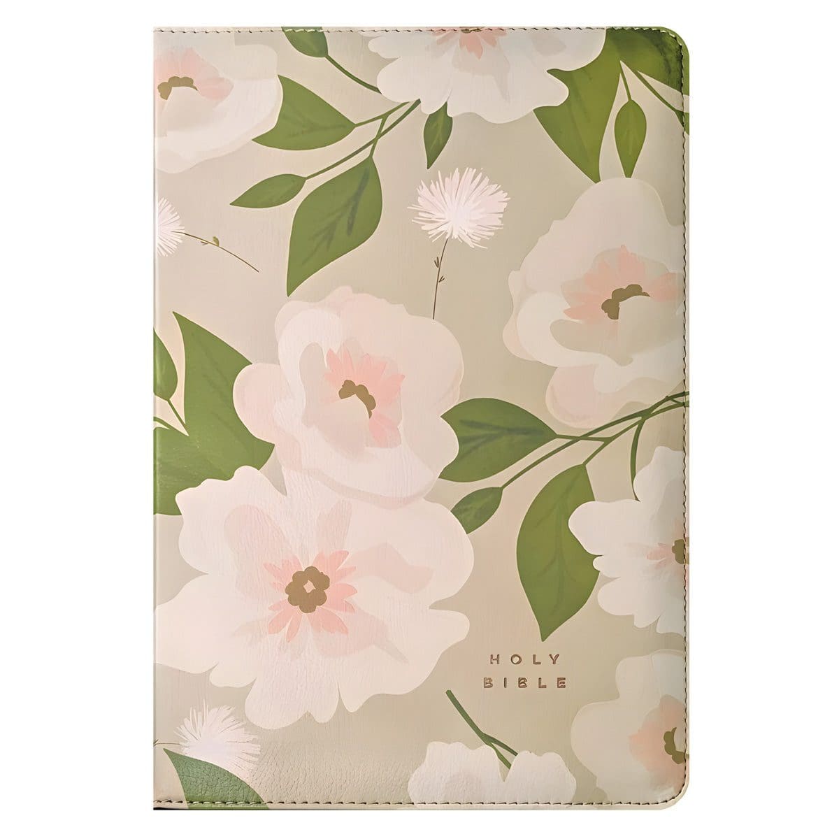 9781496489906_front NLT Tender Blossom Taupe Imitation Leather with Zip Filament Thinline Ref Bible Red Letter - Image 1