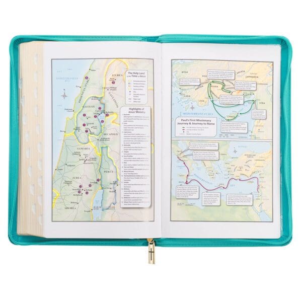KJV Teal Floral Faux Leather Flexcover Deluxe Gift Bible With Zip - Image 31