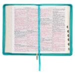 KJV Teal Floral Faux Leather Flexcover Deluxe Gift Bible With Zip - Image 32
