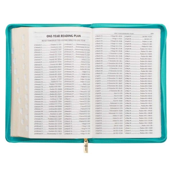 KJV Teal Floral Faux Leather Flexcover Deluxe Gift Bible With Zip - Image 33