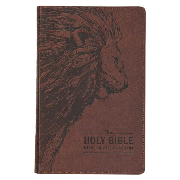 KJV Brown Lion Faux Leather Flexcover Deluxe Gift Bible With Zip - Image 4