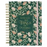 With God All Things are Possible Green Chunky Hardcover Wirebound Journal with Elastic Closure - Image 5