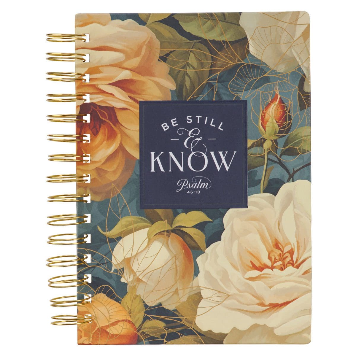 9781639528660_front Be Still and Know Floral Large Hardcover Wirebound Journal - Image 4